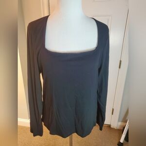 Old Navy Women's Black Square Neck Long Sleeve Top